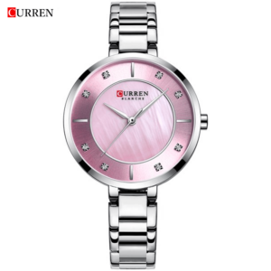 Curren 9051 Ladies Quartz Watch Chronograph Fashion Casual Stainless Steel - Silver