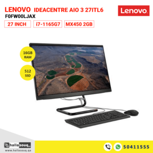 Lenovo IdeaCentre AIO 3 27ITL6 F0FW00LJAX (Intel Core i7-1165G7, 16GB RAM, 512GB SSD, NVIDIA MX450 2GB, 27" FHD, Windows 11) - Black