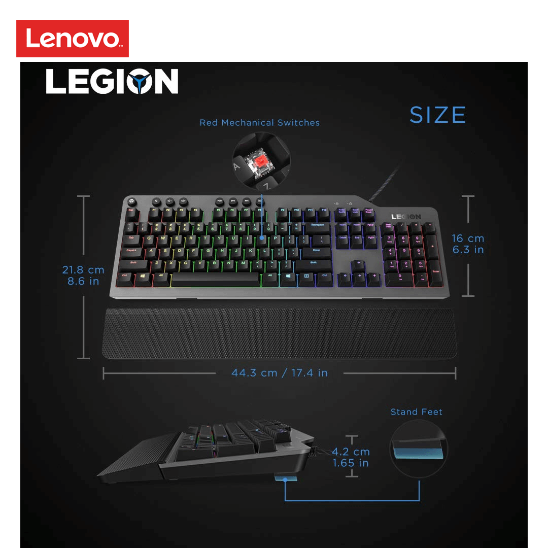 Lenovo Legion K500 (GY40T26478) RGB Backlight Mechanical Gaming Keyboard US English - Black