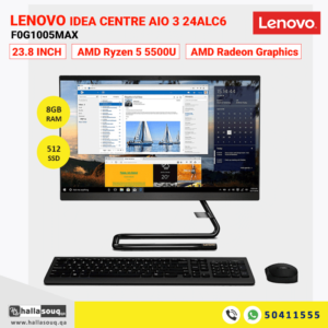 Lenovo Idea Centre AIO 3 24ALC6 F0G1005MAX (Ryzen 5 5500U, 8GB RAM, 512GB SSD, 23.8" FHD Display, Windows 10) - Black
