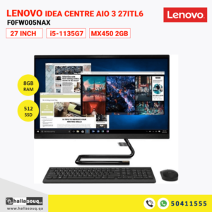 Lenovo Idea Centre AIO 3 27ITL6 F0FW005NAX (i5-1135G7, 8GB RAM, 512GB SSD, MX450 2GB, 27" FHD Display, Windows 10) - Black