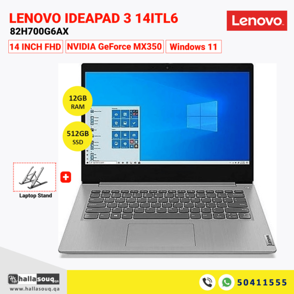 Lenovo Ideapad 3 14ITL6 82H700G6AX (Intel Core i5-1135G7, 12GB RAM , 512GB SSD, MX350 2GB, 14" FHD, Windows 11) - Grey