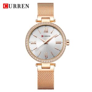 Curren 9011 Ladies Watch with Stainless Steel Band - Rose Gold Silver