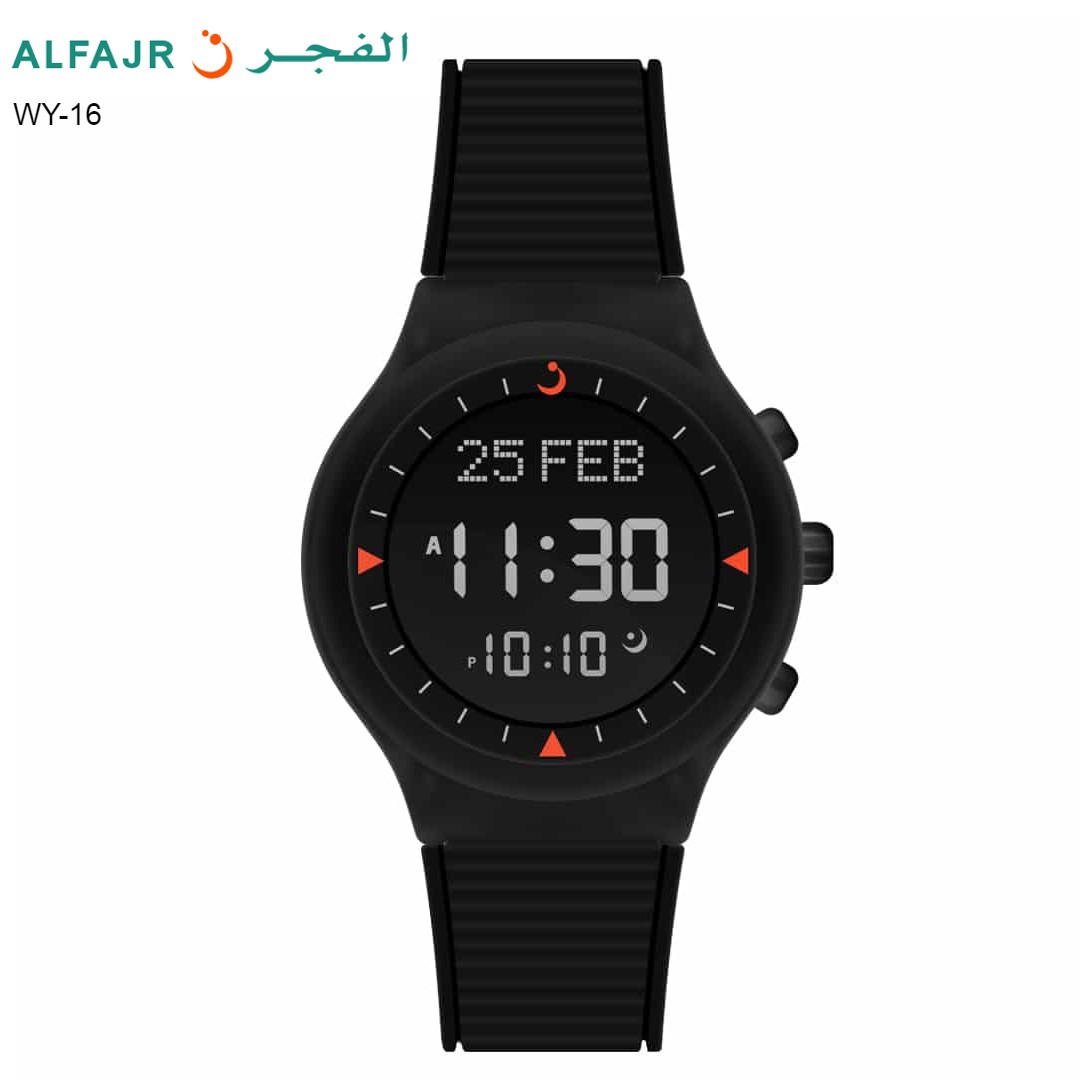 ALFAJR WY-16 Islamic Prayer watch with Qibla direction and Azan Reminder - Black