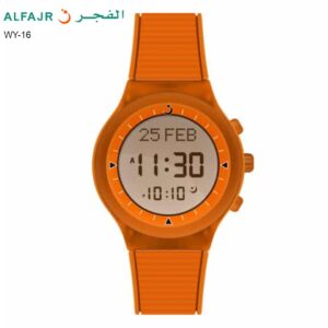 ALFAJR WY-16 Islamic Prayer watch with Qibla direction and Azan Reminder - Orange