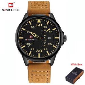 NAVIFORCE NF 9074 Original Genuine Leather Sport Men's Wrist Watch - Brown