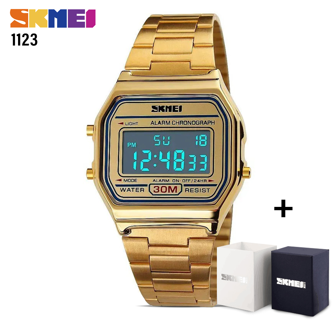 SKMEI SK 1123GD Unisex Watch Stainless Steel LED Digital  - Gold