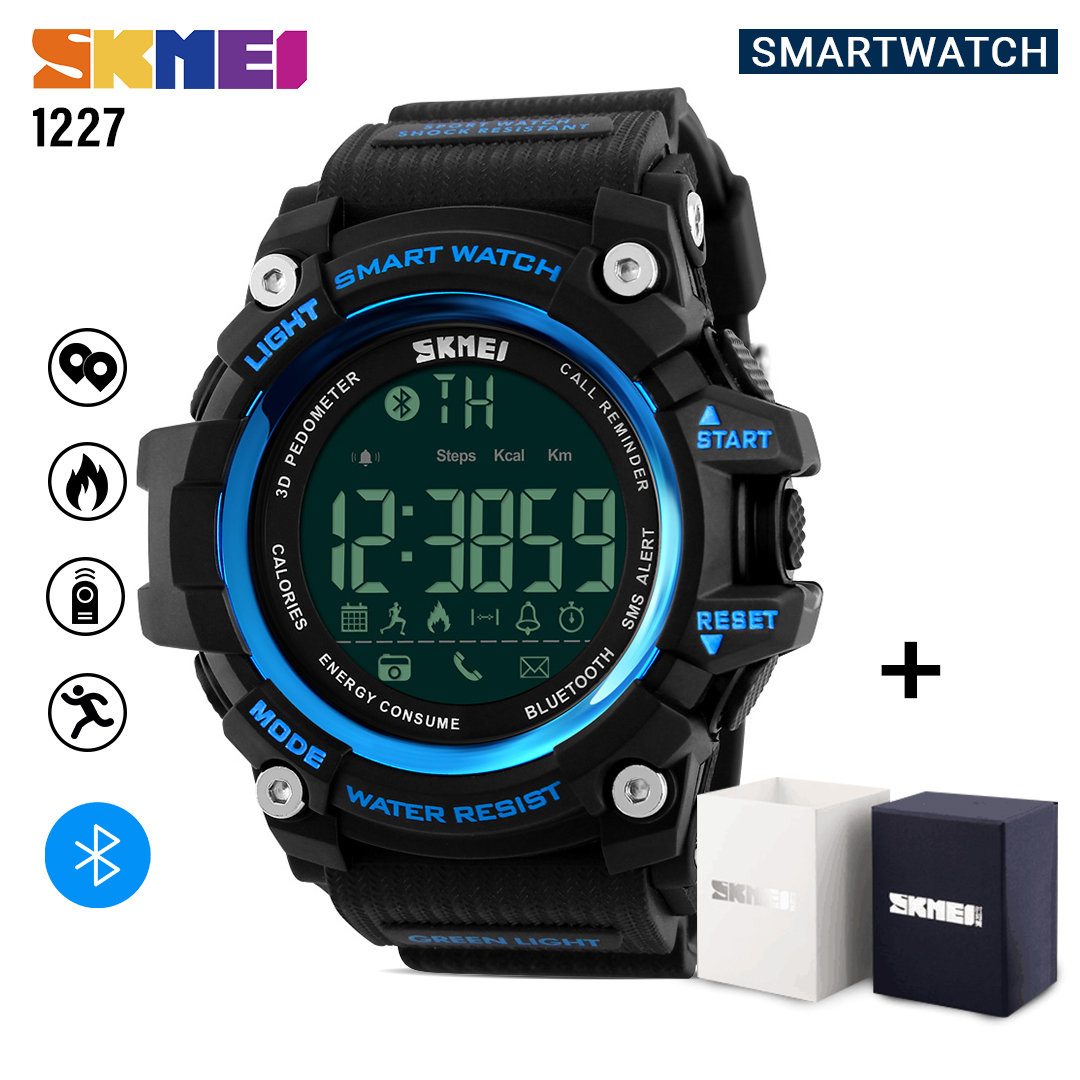SKMEI SK 1227BU Unisex Smart Watch Pedometer Calories Chronograph - Blue