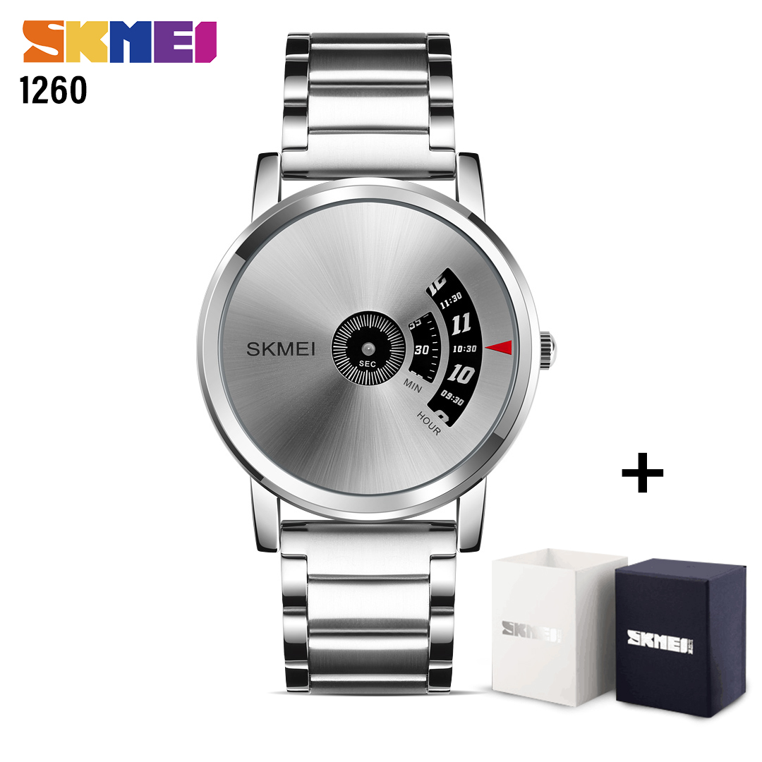 Skmei SK 1260 Simple Style Men's Quartz Watch Water Resistant 30 MTR Stainless steel-Silver