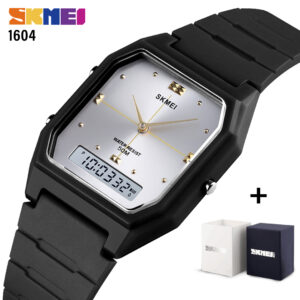 SKMEI SK 1604BKSI Unisex Watch Simple Design Double Time - Black Silver