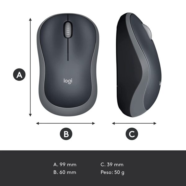 Logitech M185 Compact Wireless Mouse - Black