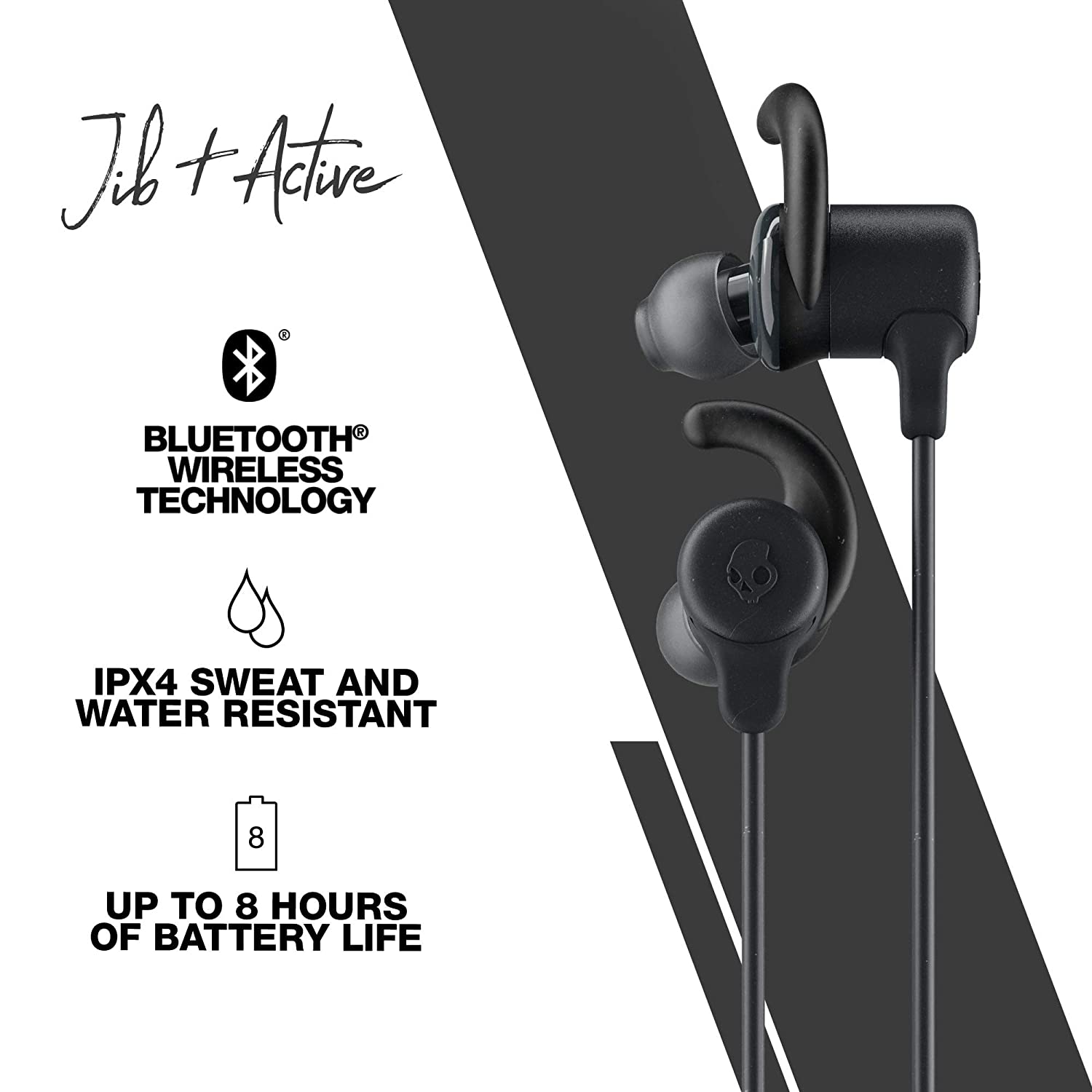 Skullcandy Jib Plus Active Wireless Earphone - Black/Black