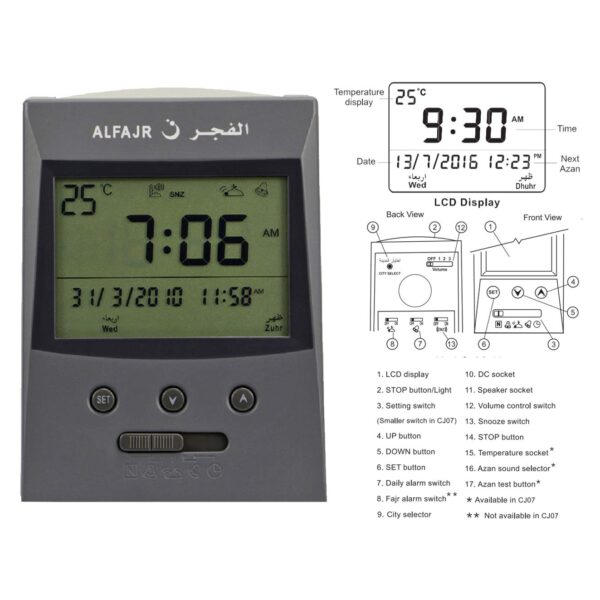 ALFAJR CS-03 Islamic Prayer Table Clock with Azan Reminder