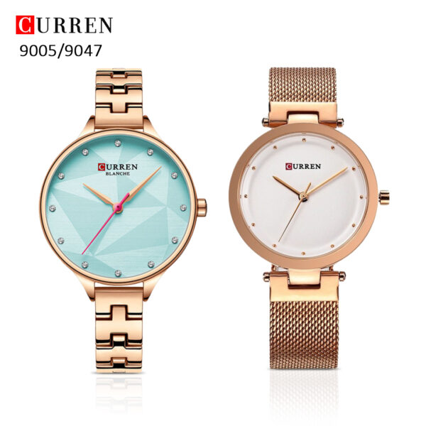 Curren 9005/9047 Ladies Fashion Watch with Stainless Steel Band - 2 PCS