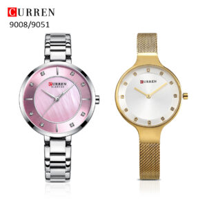 Curren 9008/9051 Ladies Fashion Watch with Stainless Steel Band - 2 PCS