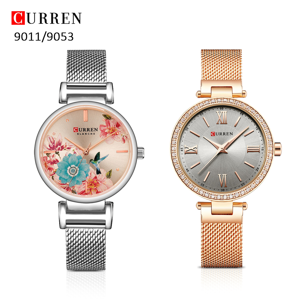 Curren 9011/9053 Ladies Fashion Watch with Stainless Steel Band - 2 PCS