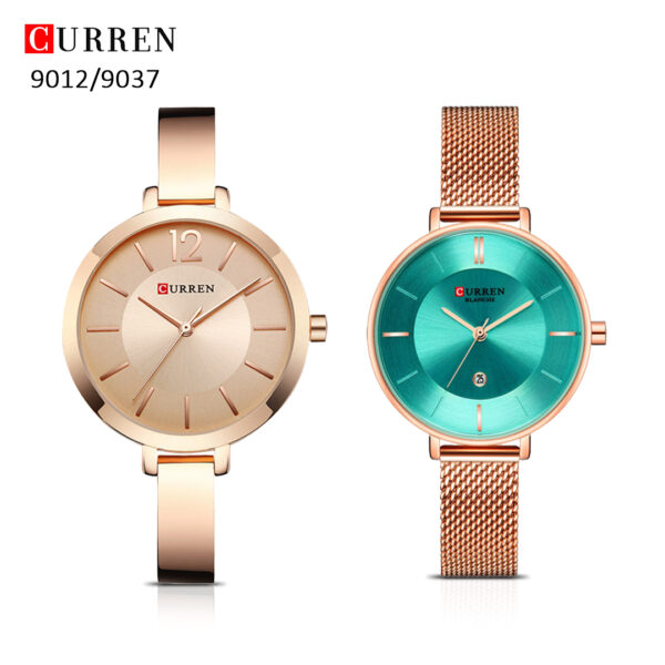 Curren 9012/9037 Ladies Fashion Watch with Stainless Steel Band - 2 PCS