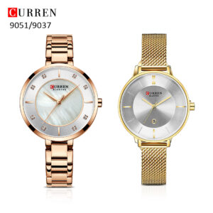 Curren 9051/9037 Ladies Fashion Watch with Stainless Steel Band - 2 PCS