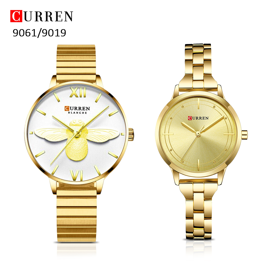 Curren 9061/9019 Ladies Fashion Watch with Stainless Steel Band - 2 PCS