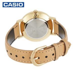 Casio LTP-VT01GL-7BUDF White Dial Leather Women's Analog Watch- Brown