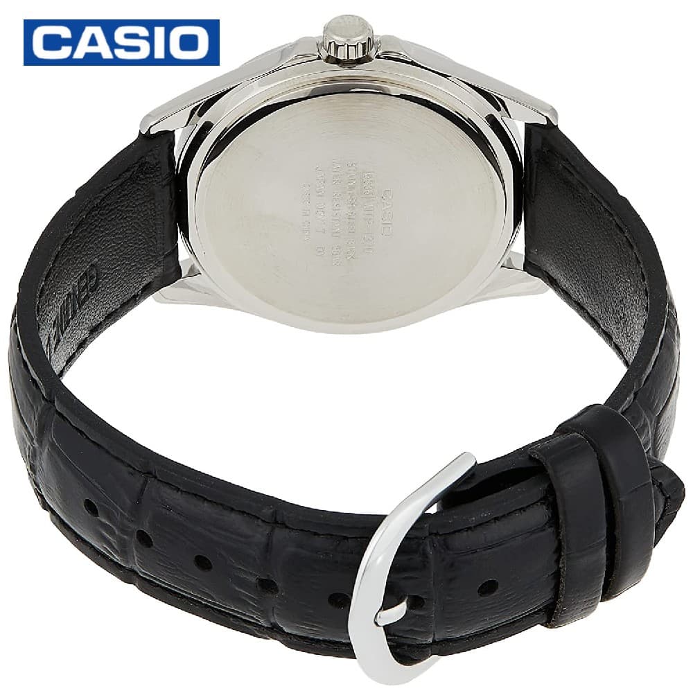 Casio MTP-1370L-1AVDF Black Leather  Men's Analog Watch- Black