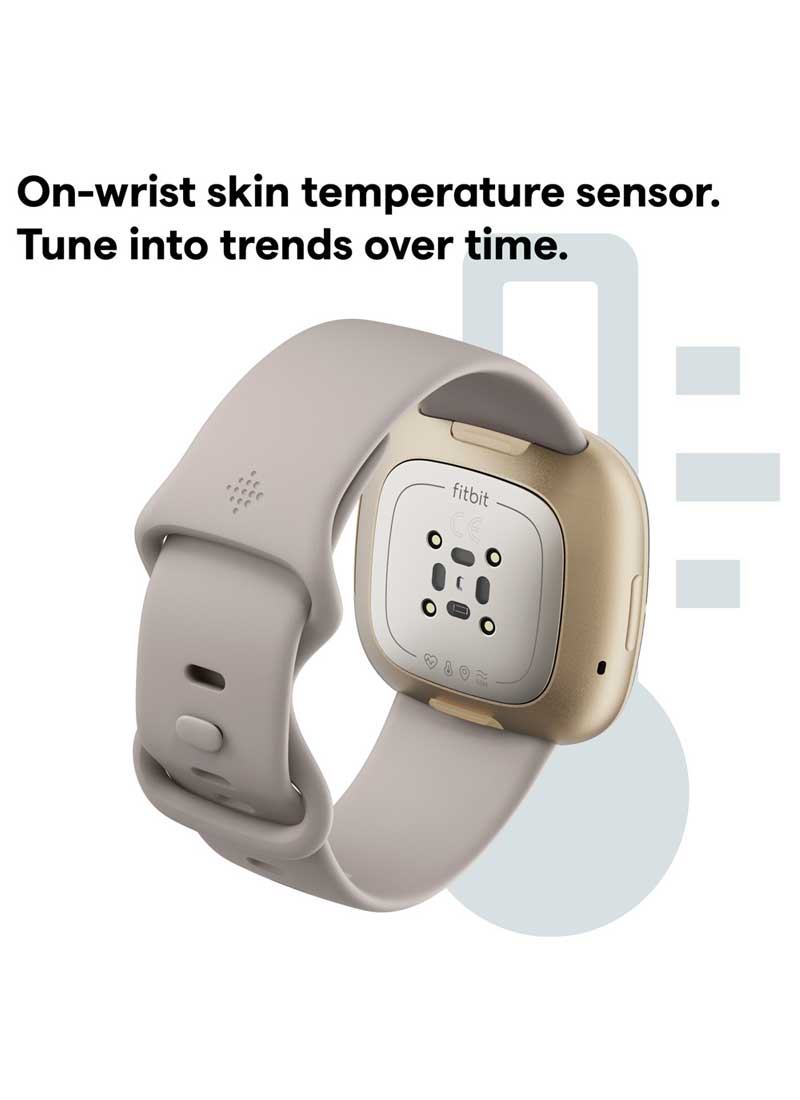 Fitbit Sense Smart Watch- Lunar White/Soft Gold Stainless steel
