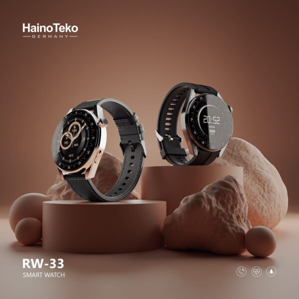 Haino Teko RW33, 46mm Bluetooth Smart Watch with 2 Different Straps - Black