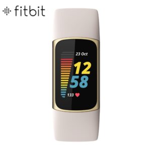 Fitbit Charge 5  Health And Fitness Tracker - Lunar White/Soft Gold Stainless Steel