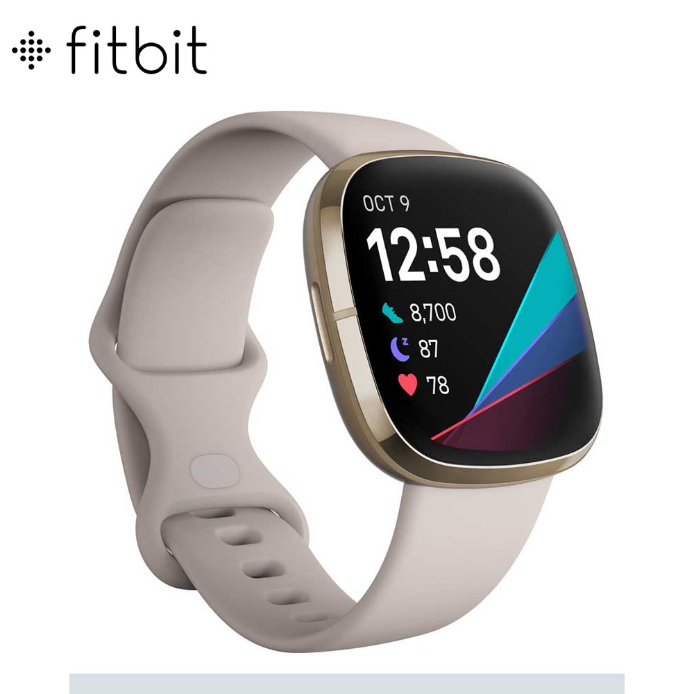 Fitbit Sense Smart Watch- Lunar White/Soft Gold Stainless steel