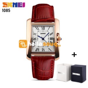 SKMEI SK 1085RD Women's Watch Rectangle Style Leather Strap - Red