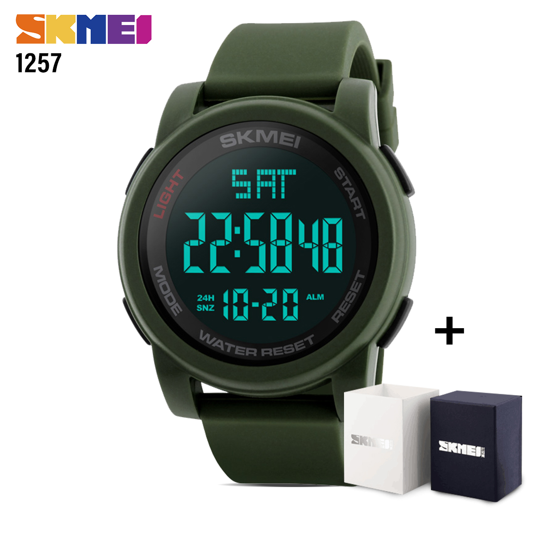 SKMEI SK 1257AG Men's Military Outdoor Digital Sports Watch - Army Green