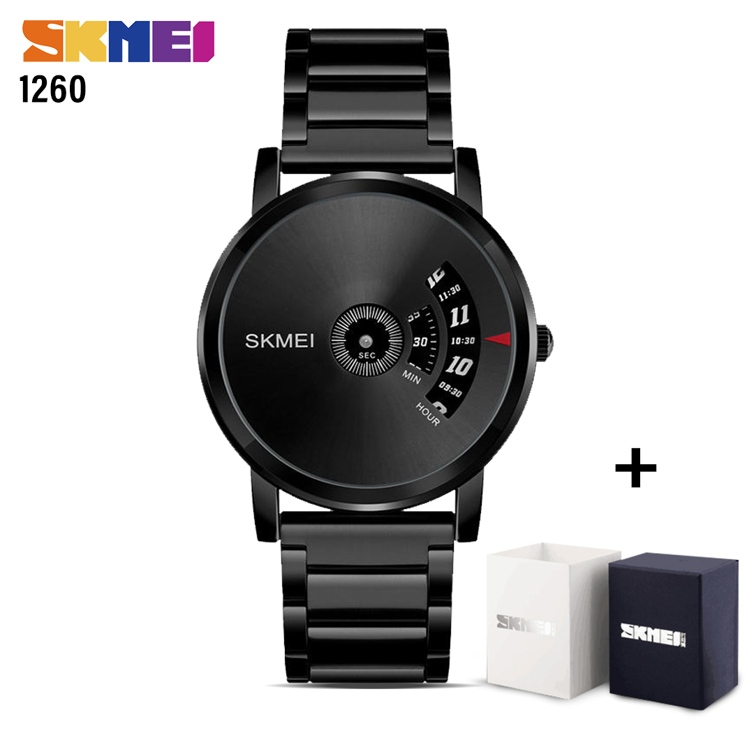 Skmei SK 1260 Simple Style Men's Quartz Watch Water Resistant 30 MTR Stainless steel-Black