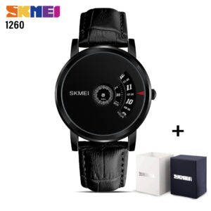Skmei SK 1260LBKBK Simple Style Men's Quartz Watch Water Resistant 30 MTR Leather-Black Black