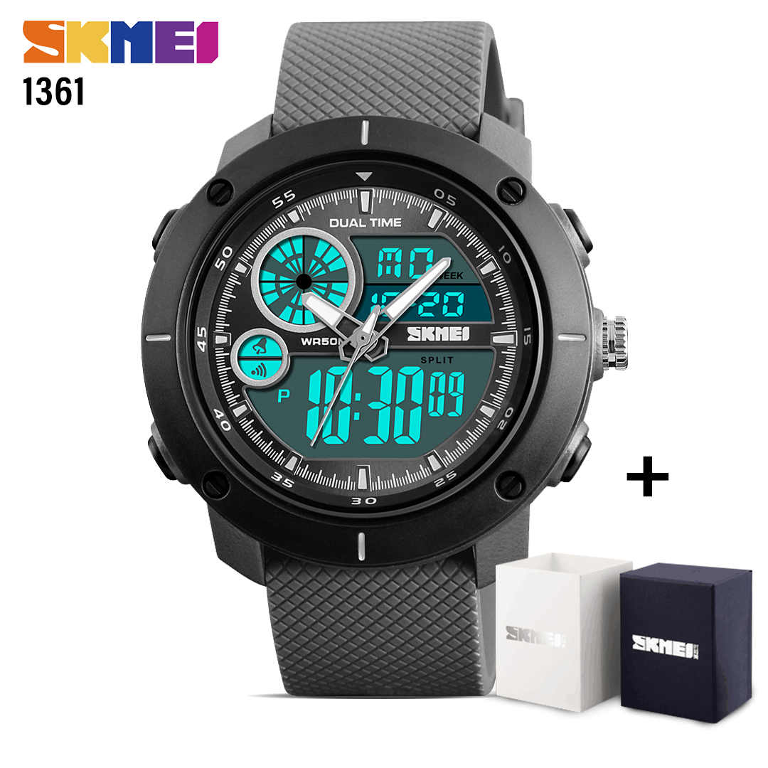 SKMEI SK 1361 Sports Men's Watch Luxury Brand Analog Digital Quartz Water Resistant-Black