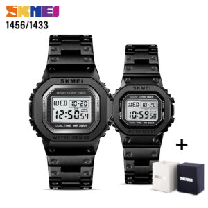 SKMEI SK 1433BK & 1456BK Couple Digital Watch - Black