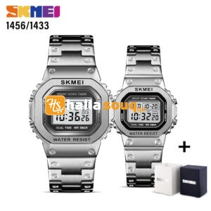 SKMEI SK 1433SI & 1456SI Couple Digital Watch - Silver