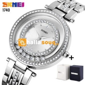 SKMEI SK 1740SI Women's Watch Round Bracelet Set - Silver
