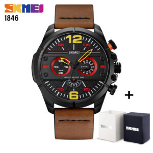 SKMEI SK 1846BNBK Men's Watch Leather strap - Brown Black