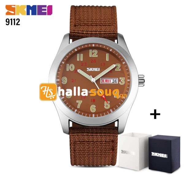 SKMEI SK 9112 Unisex Watch Nylon strap Analog Water resistant Watch - Brown