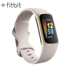 Fitbit Charge 5  Health And Fitness Tracker - Lunar White/Soft Gold Stainless Steel