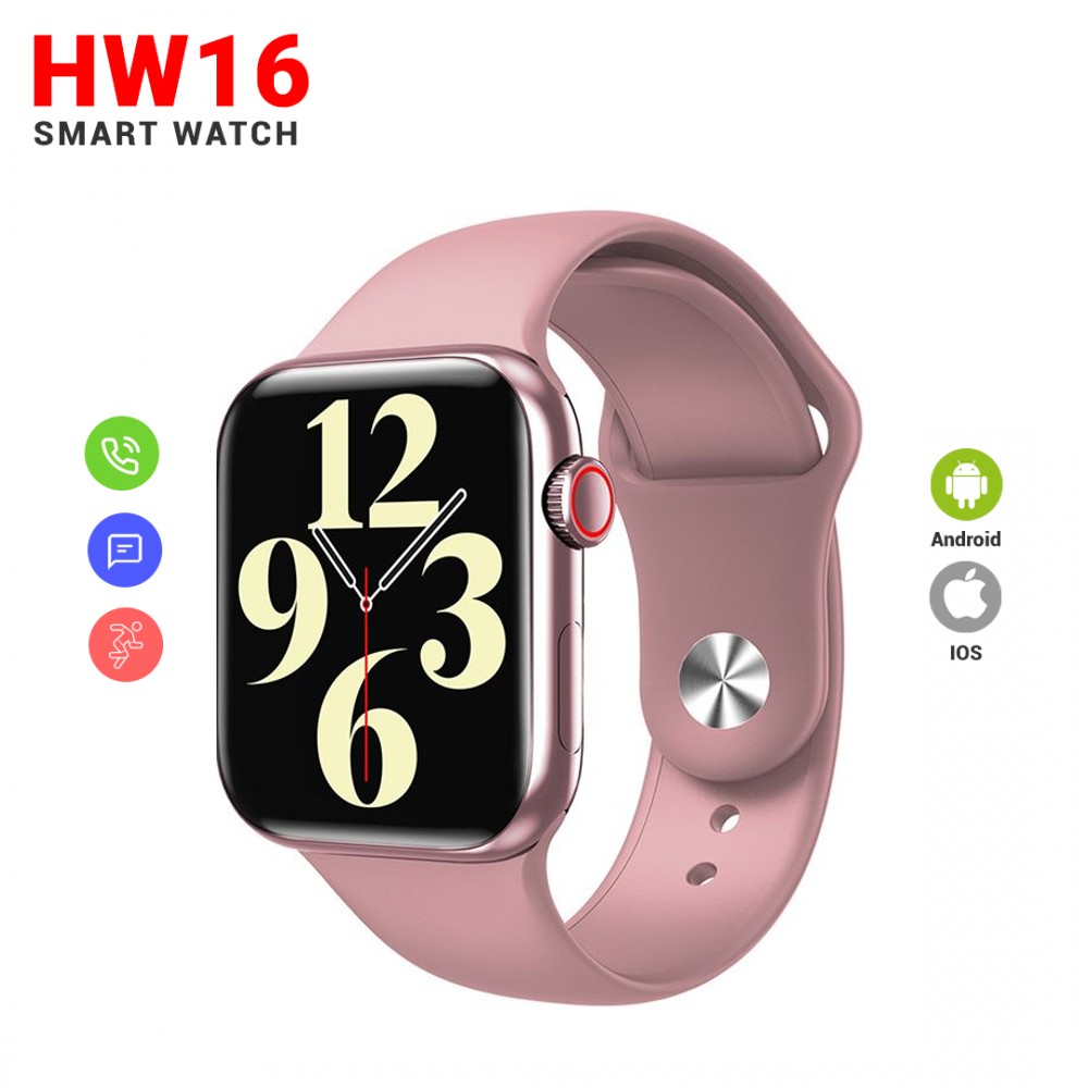 HW16 Smart Watch, 44mm, 1.72 inch Full screen With Heart Rate Sensor - Pink