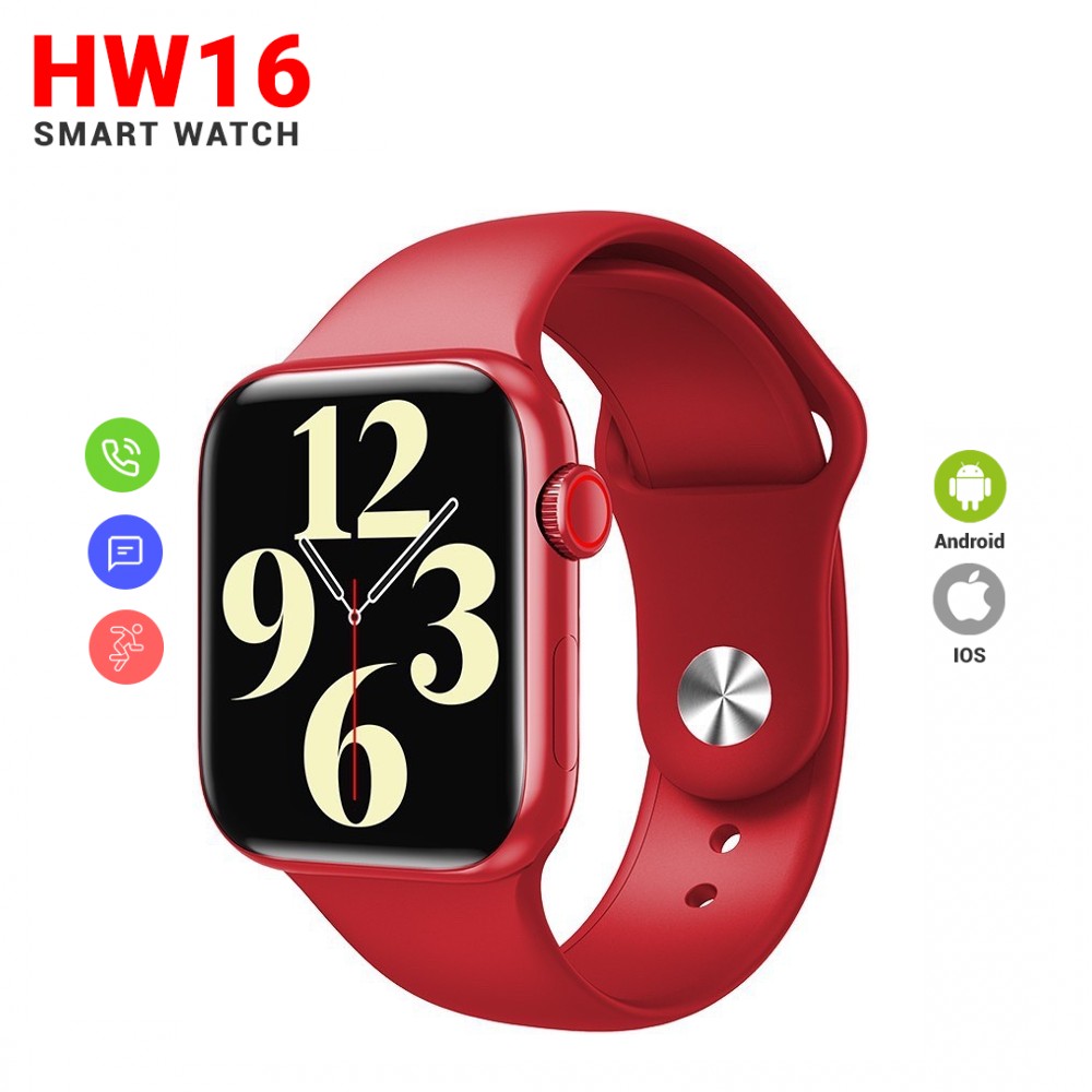 HW16 Smart Watch, 44mm, 1.72 inch Full screen With Heart Rate Sensor - Red