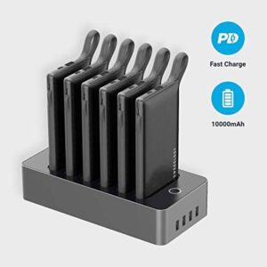 Powerology 6 in 1 Power Station 10000mAh 2.1A with Built-in Cable, Portable Power Bank and 1 Fast Charging Station - Black