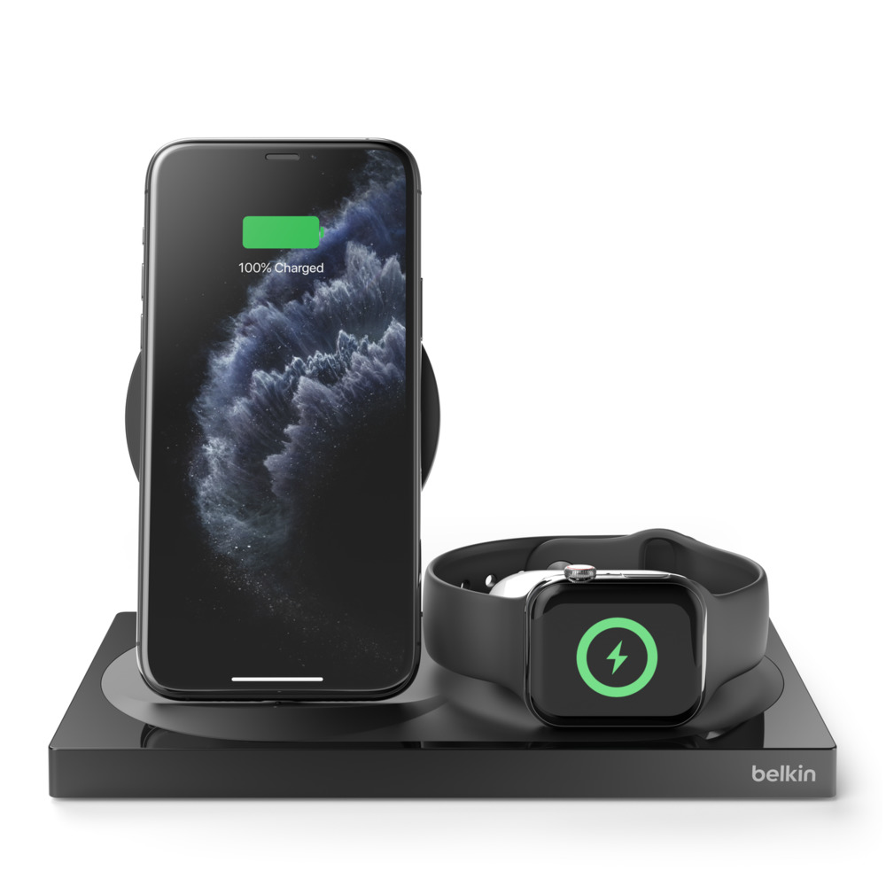 Belkin 3-in-1 Wireless Charger for iPhone + Apple Watch + Airpods - Black