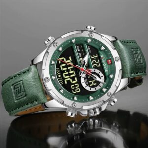 NAVIFORCE NF 9208 Men's Business Luxury Analog Digital Watch - Silver Green