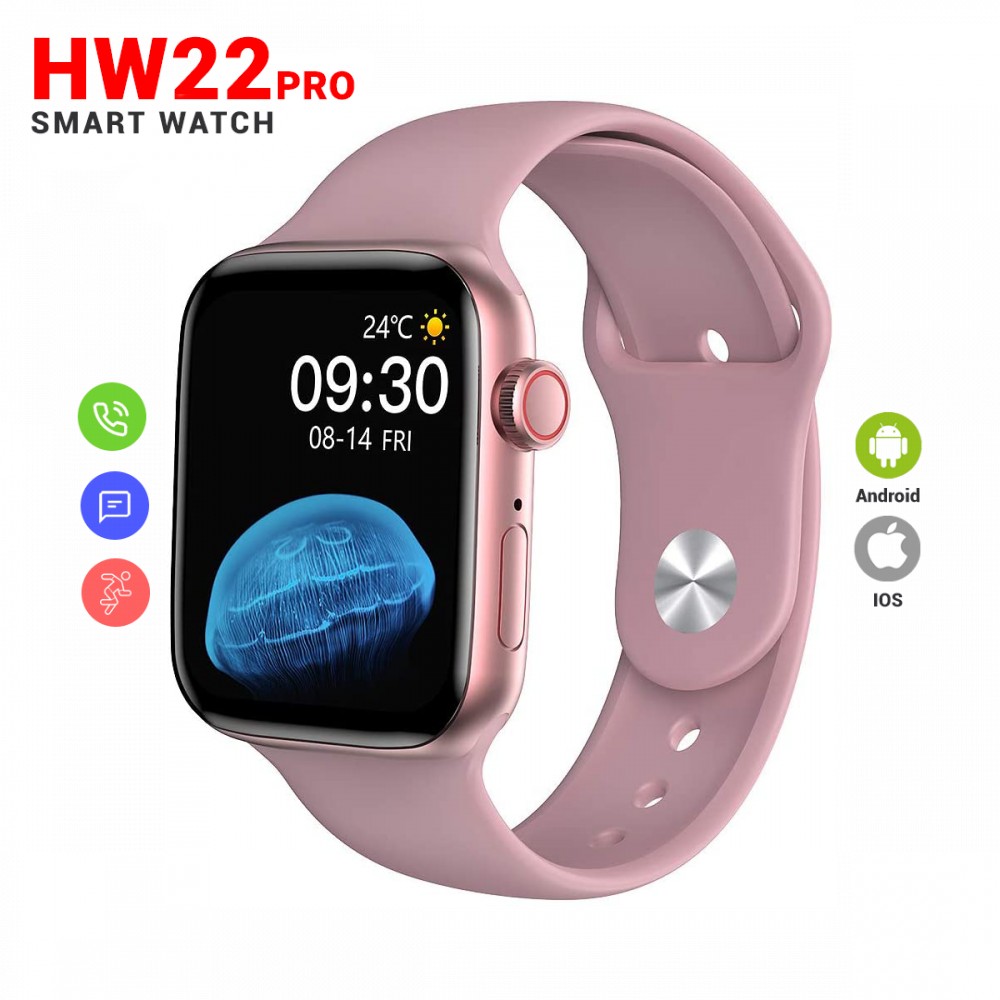 HW22 Pro Smart Watch, 44mm, 1.75 Inch Display With Heart Rate Sensor - Pink