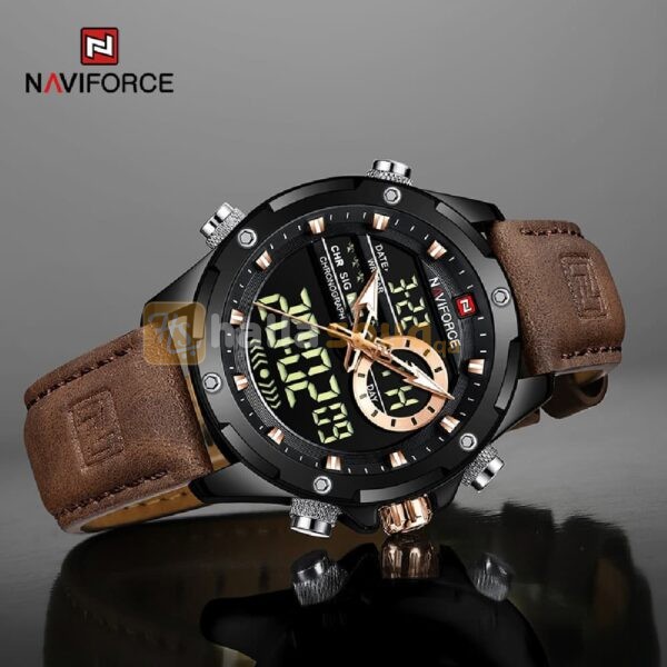 NAVIFORCE NF 9208 Men's Business Luxury Analog Digital Watch - Brown Black