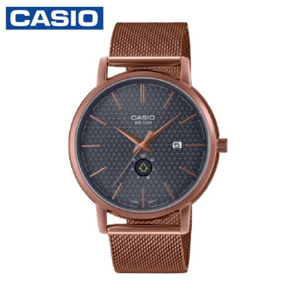 Casio MTP-B125MR-8AVDF Men's Analog Stainless Steel Mesh Strap Watch - Rose Gold