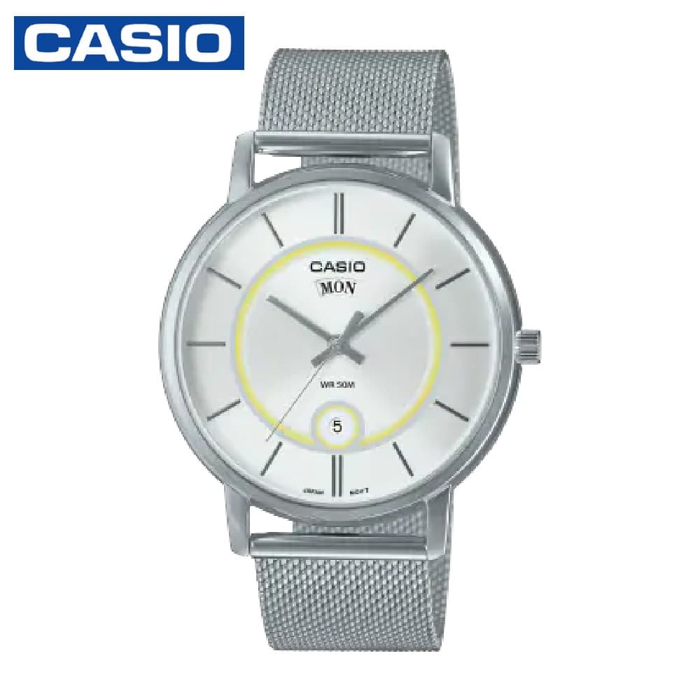 Casio MTP-B120M-7AVDF Men's Casual Stainless Steel Mesh Strap Analog Watch - Silver