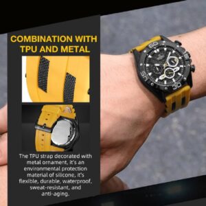 NAVIFORCE NF 8019R Men's Sports Resin Strap Watch - Black Yellow